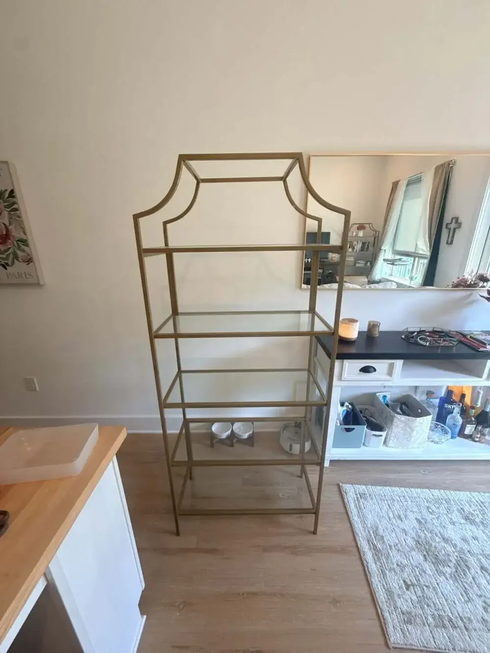 Bowery Hill Glass 5-Tier Etagere Bookcase in Gold